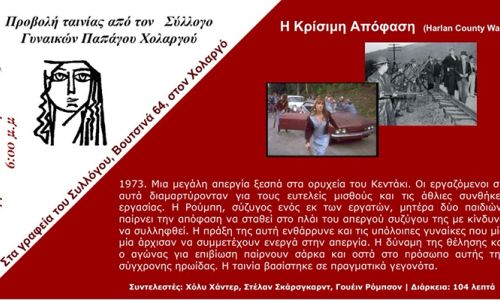 ΣΥΛΛΟΓΟΣ ΓΥΝΑΙΚΩΝ ΠΑΠΑΓΟΥ ΧΟΛΑΡΓΟΥ: Προβολή της ταινίας